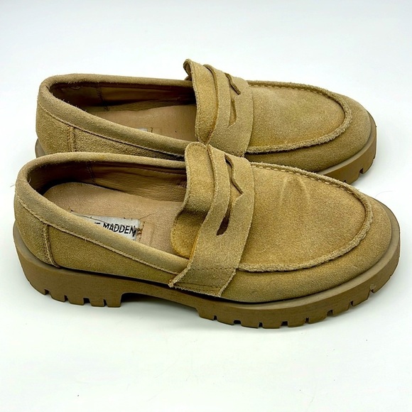 Steve Madden - Lila Taupe Suede Slip On Rounded Close Toe Chunky Loafer Size 8.5 - Picture 1 of 13